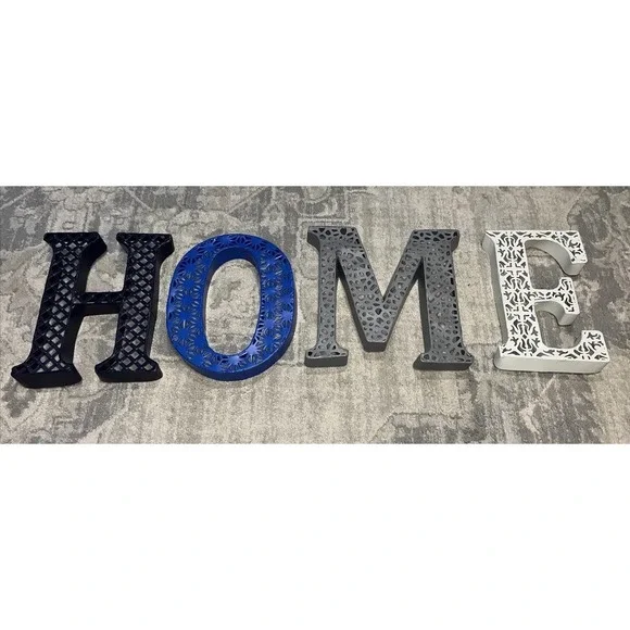 Set of 4 Home Metal Letters Wall Sign Decorative Decor Hang Or‎ Sit 10