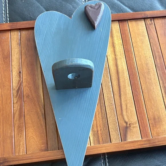 Rustic Heart-Shaped Wall Hanging with Shelf Folk Art