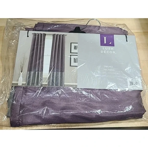 Lush Decor Prima Purple and Gray Two Panels Curtain 108