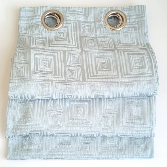Light Aqua Blue Semi Sheen Mid Century Modern Curtain Panel 50