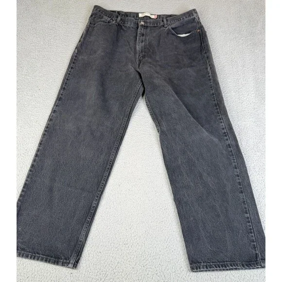 LEVI'S 550 Relaxed Jeans Mens 42x32 Black Light Wash Tapered Streetwear