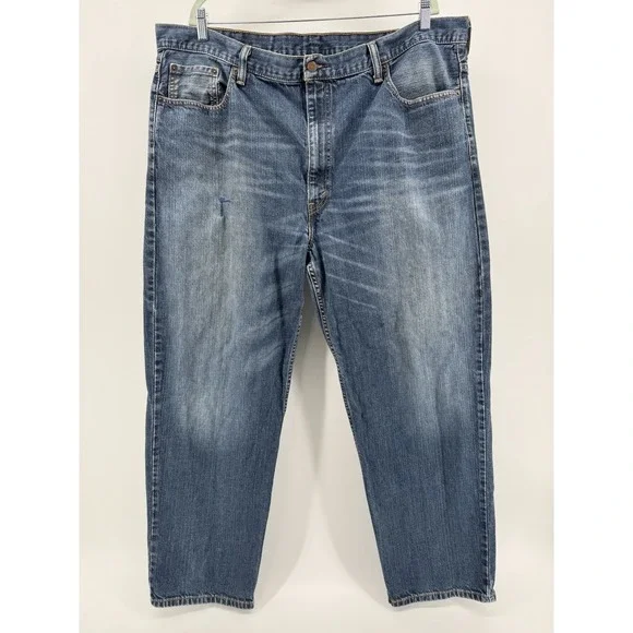 Levi's Size 44x30 Blue Denim Jeans Regular Fit Straight Leg Red Tab