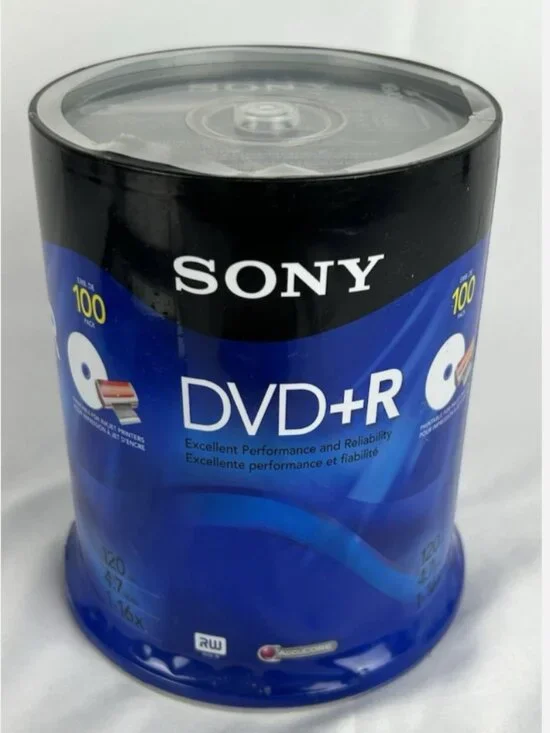 NEW Sony DVD+R 4.7GB 120min 1-16X Recordable Blank Printable 100 Discs Pack