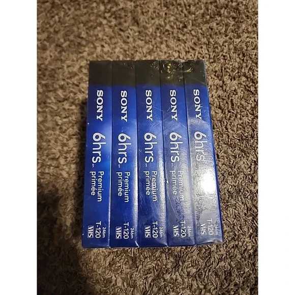 Sony VHS T-120VL/WA Standard Grade VHS Blank Tapes -‎ 5 pack