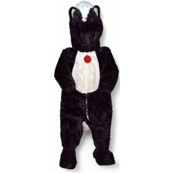 Lil Stinker Infant Skunk Costume The Humane Society Hood Bodysuit Baby 3-6 mo