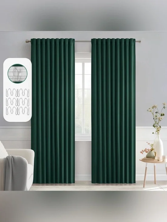 MIULEE Dark Green Blackout Curtains 84” x 32” 2 Panels