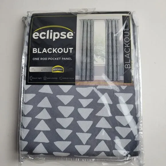 NEW Eclipse Thermaback Blackout 'Naya Grey' Curtain Panels 37x63in #BT2