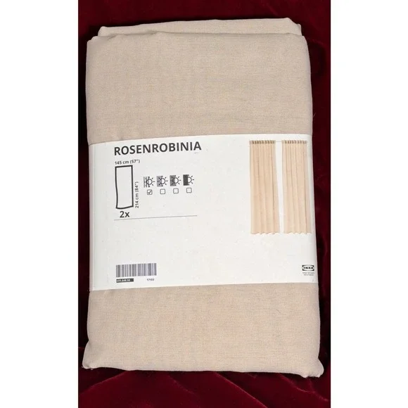 IKEA ROSENROBINIA Curtains‎ Beige 2 Panels 145 cm 57 in 214 cm 84 in
