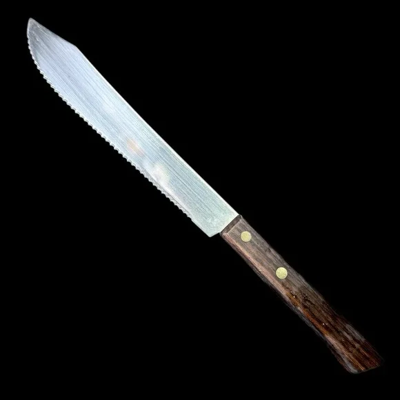 Serrated Butcher‎ Knife Stainless Steel Japan Wood Handle