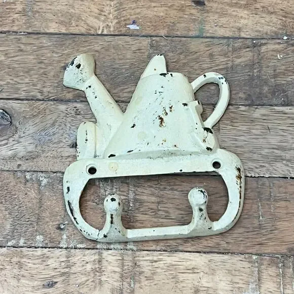 Watering Can Wall Hook Cast Iron Leash Key Towel Coat Hanger Rustic Antique