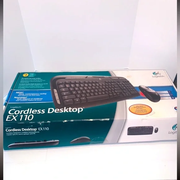 LOGITECH Cordless Desktop EX110 Wireless Keyboard KEYBOARD and Mouse Combo: New