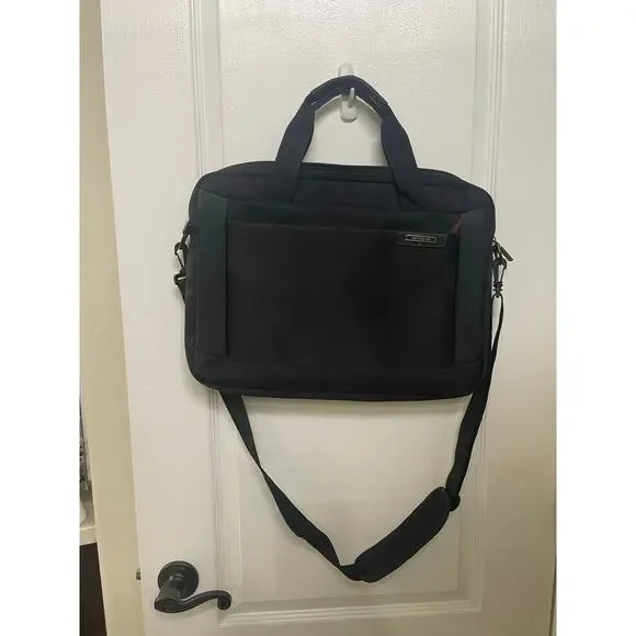 Samsonite slim black nylon and neoprene laptop bag