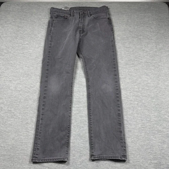 Levis 513 Jeans Mens 32x30 Gray Slim‎ Straight Stretch Mid Rise Dark Wash Denim