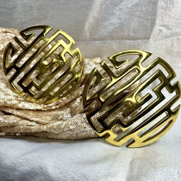 Vintage Chinese SHOU CHARACTER SYMBOL Solid Brass Curtain Tieback Holders