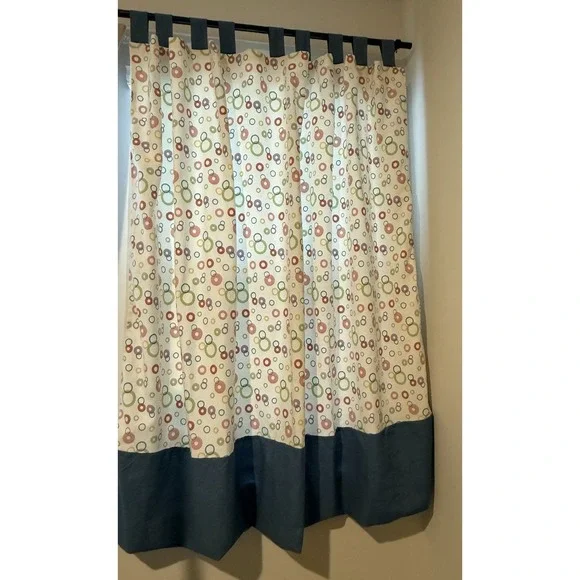 Custom Made Lined Tab Top Window Panels (2) 72Wx68L Colorful