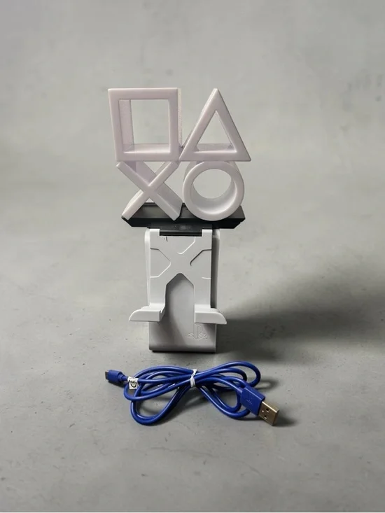 Sony White Controller & Headset Stand with Blue USB Cable