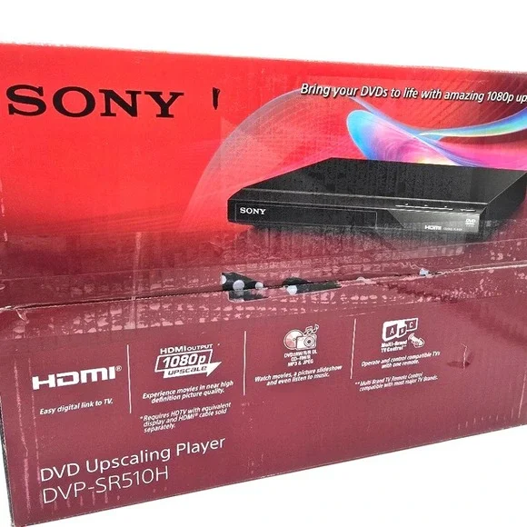 Sony DVP-SR510H DVD Player 1080p Upscaling HDMI Compact Multi-Format Black