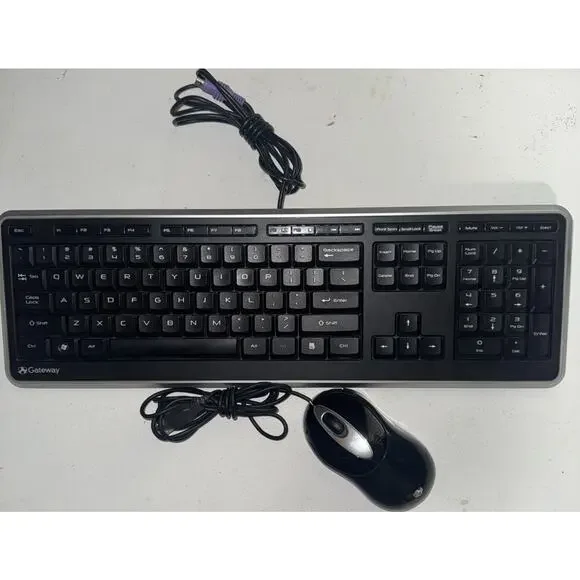 GATEWAY KB-0817 Black Wired PS/2 Multimedia Keyboard Tested OEM mouse USB MOAKUO