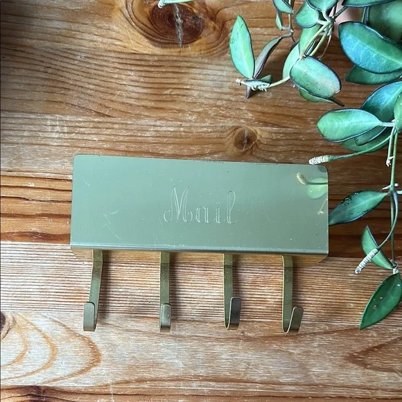 Vintage Mail Holder with Hooks