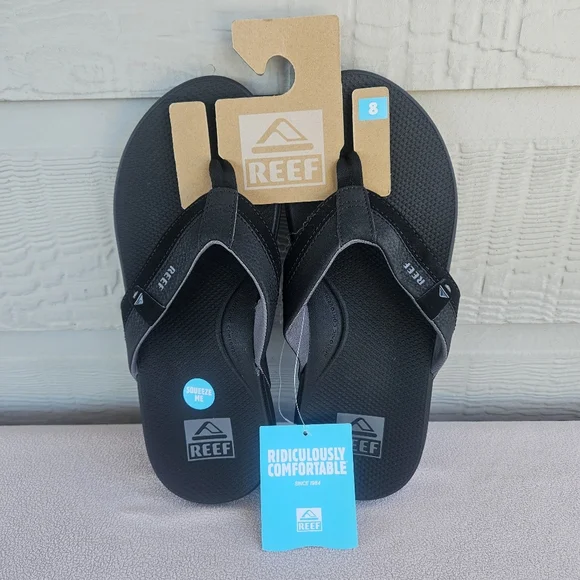 Reef Cushion Spring 2.0 Flip Flop Sandals Men SZ 8 Black Comfort Slip-On