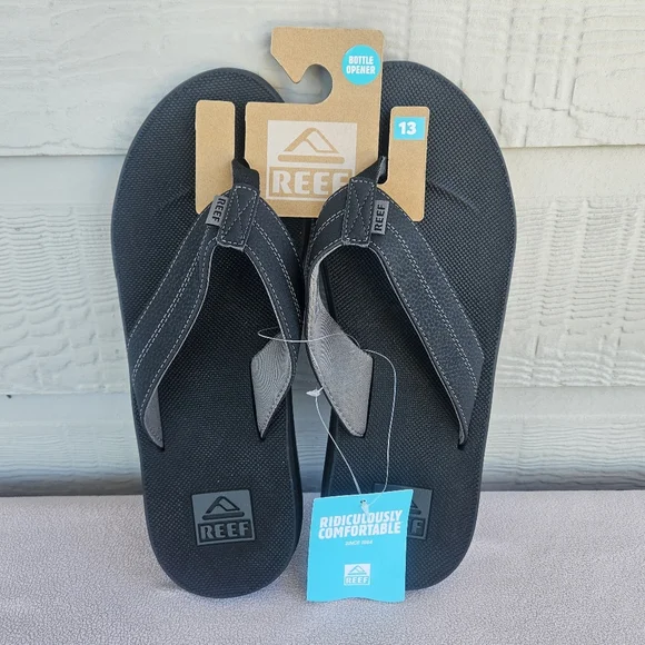 Reef Element TQT Bottle Opener Flip Flop Sandals Men SZ 13 Black Slip-On
