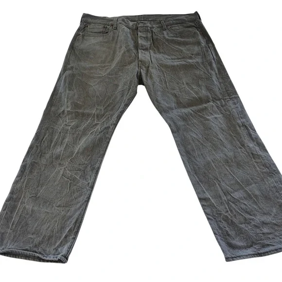 Levis 501 Jeans Mens 44x30 Gray Wash Denim‎ Straight Leg Classic Button Fly