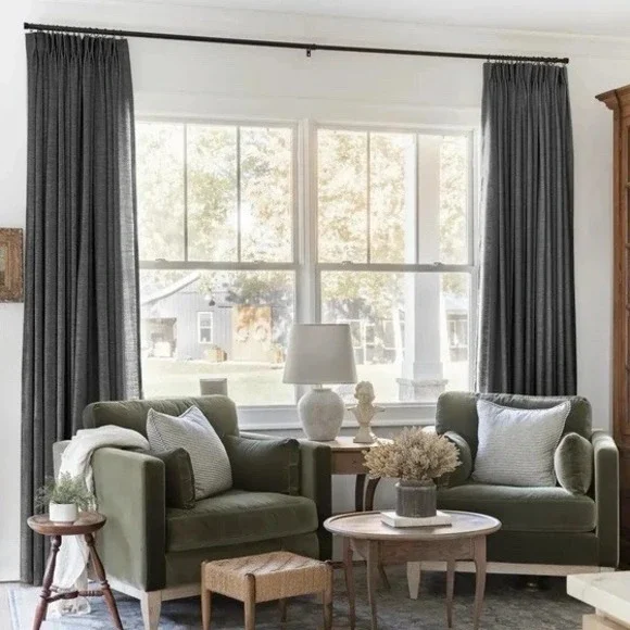 TWOPAGES Liz Linen Drape Pleated Curtains (2) 52