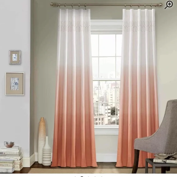 Set of 2 Mercer41 Cianah 100% Cotton Ombre Semi-Sheer Rod Pocket Curtain Panels