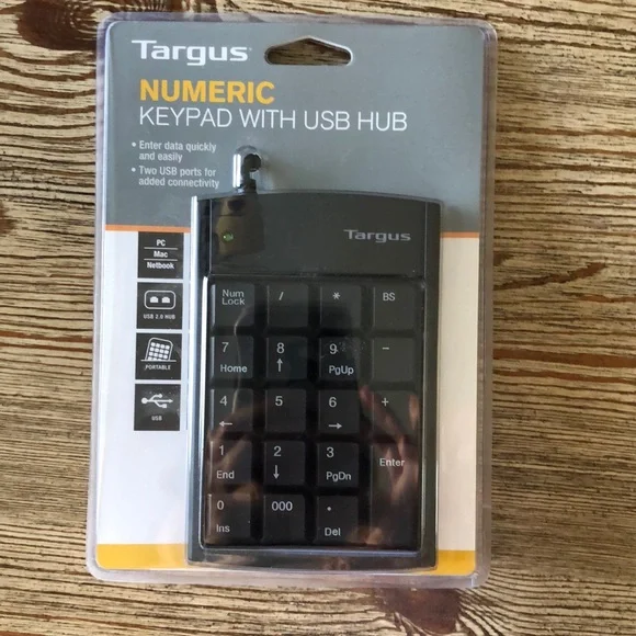 Targus Ultra Mini USB Keypad USB Port Connector Plug Play PC MAC 10 Key PAUK10U