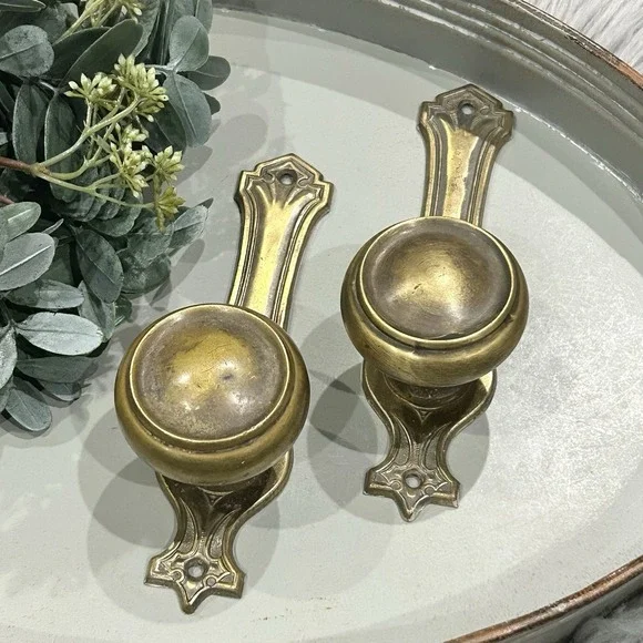 Corbin St. Johns Art Deco Brass Doorknob Pair For Wall Decor &/Or Hanging Hook