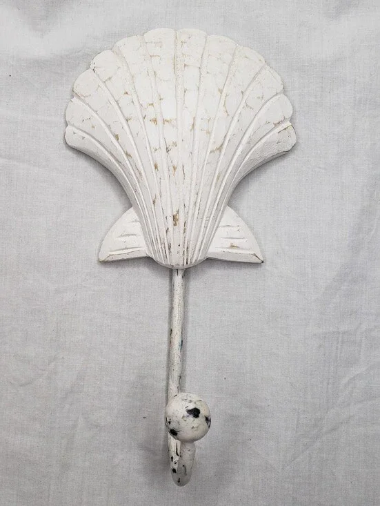 World Market White Wood Scallop Shell Wall Hook