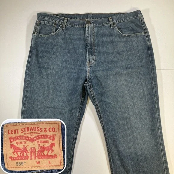 Levi's 559 Jeans Mens 44x30 Relaxed Straight Medium Wash Denim