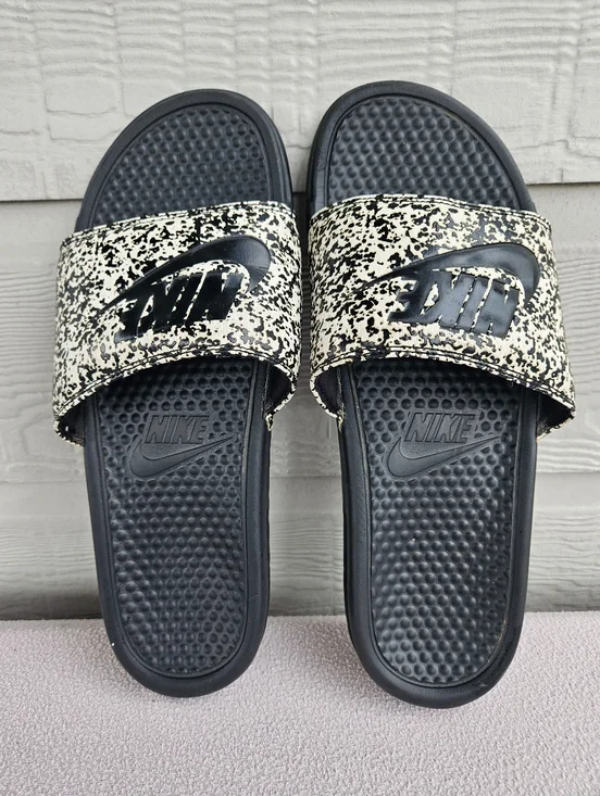 Nike Benassi JDI Slides Sandals Black White Men SZ 12 Slip-On Sports 631261-100