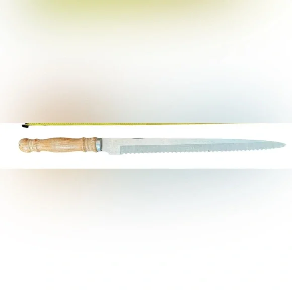 🔪✨ Sir Lawrence Stainless Knife Taiwan 16” Vintage Wood Handle Serrated Blade ✨🔪