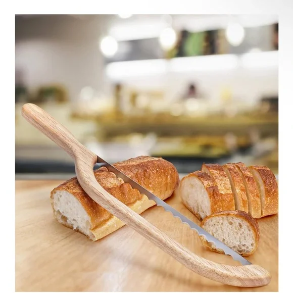 Wooden Bow Handle Bread Knife NEW‎