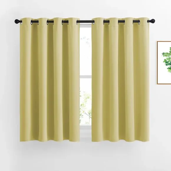 Set of 2 Panels, 52 by 54-Inch, Room Darkening Curtains (Pale Yellow)