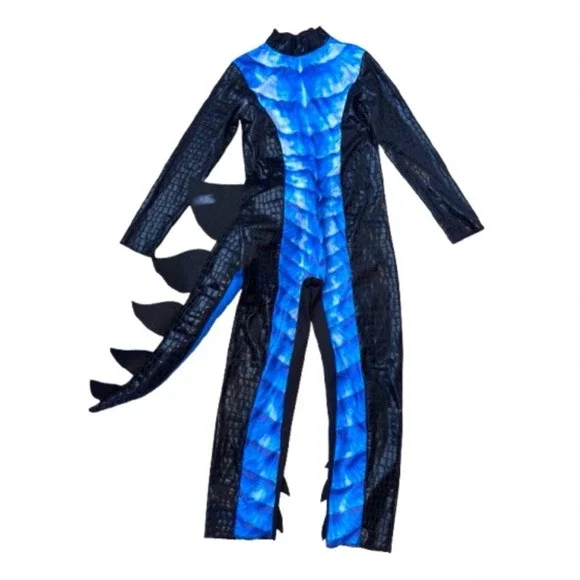 Halloween Costume Deadly Dragon Costume Youth Size Blue Black Length‎ 46