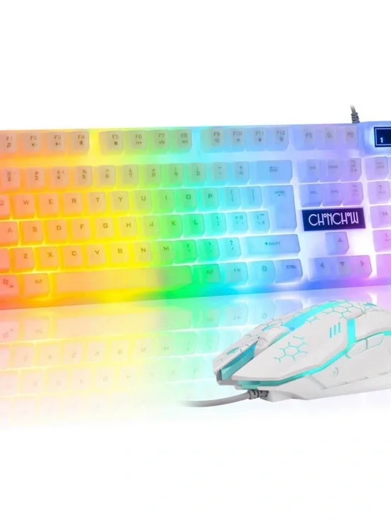 Microsoft White RGB Gaming Keyboard and Mouse Combo