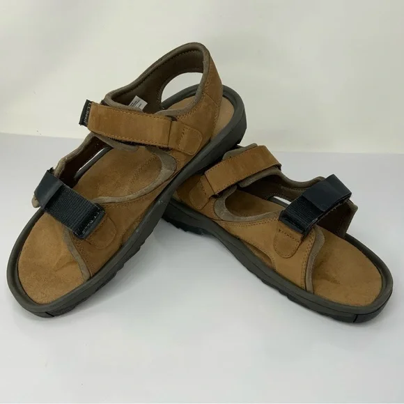 L.L. Bean Sandals Florsheim Brown Leather. Hook and Loop Strap. Men’s 10 Med.