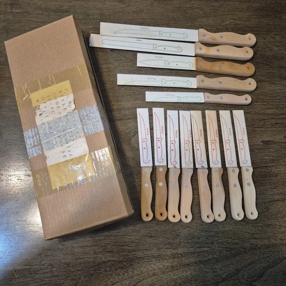 13 Chefs Collection Stainless Steel Kitchen Knife Cutlery Set Wood Handles
