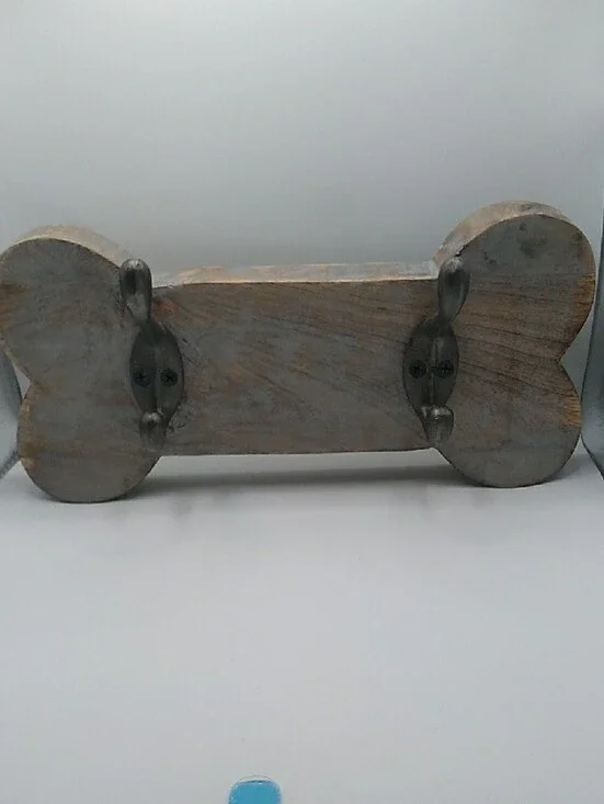 Wood Bone-Shaped Wall Hook Rack - Decorative Coat & Leash Holder (B7)