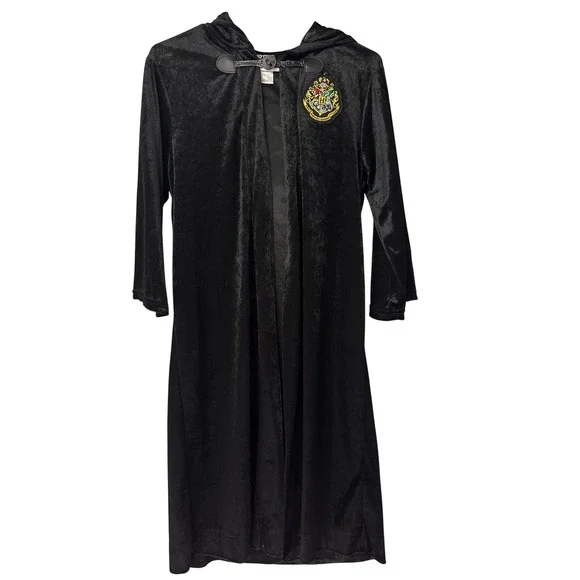 Harry Potter Kids Hogwarts Wizard Robe Black Velvet Hooded Costume Large