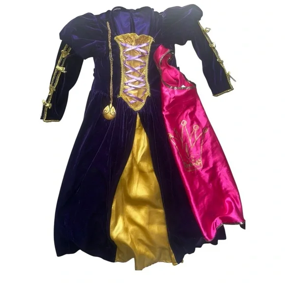 Girls Purple and Gold Princess/Queen Costume W/ Cape & Necklace 3-6yrs
