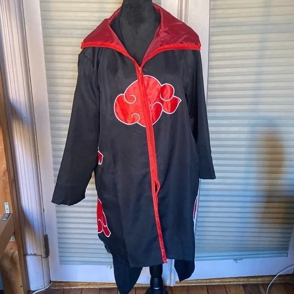 Naruto Akatsuki Uchiha Itachi Robe‎ Cloak Coat Halloween Cosplay Costume.