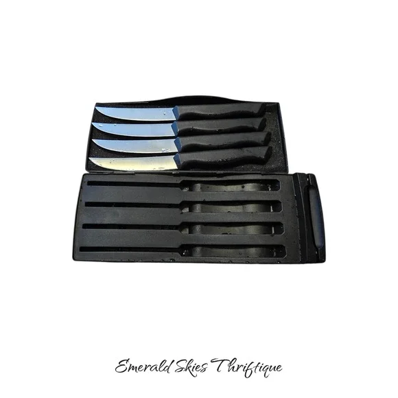 Pampered Chef Steak Knife Set with Built-In Sharpener Set Of 4 Knives free ship