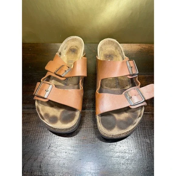 Birkenstock Arizona Tan‎ Leather Double Strap Sandals Men's Sz 43 EU 10-10.5
