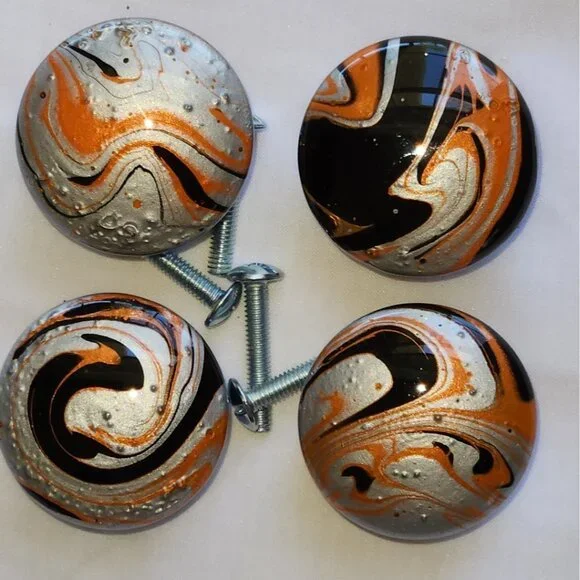 Hand Crafted Painted Cabinet Door Knobs Resin Abstract Kitchen Bathroom Dresser