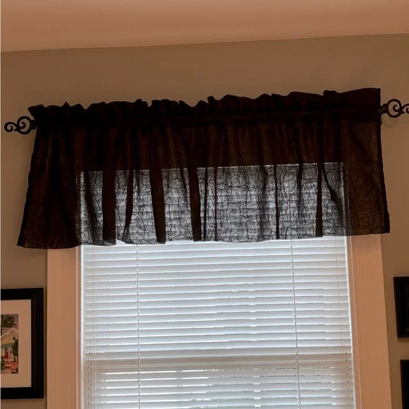 Black Sheer Window Valance. 76”
