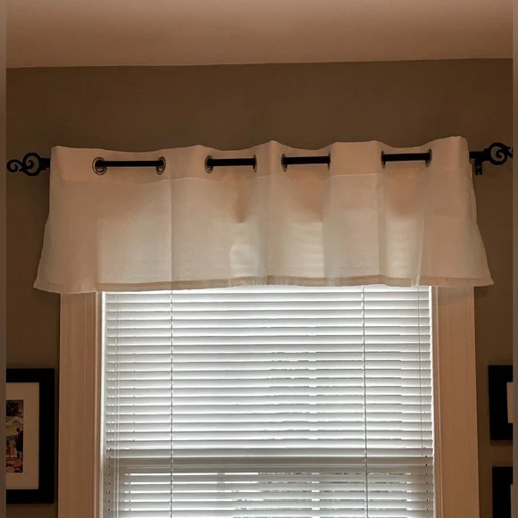 White Woven Valance With Metal Grommets 59”