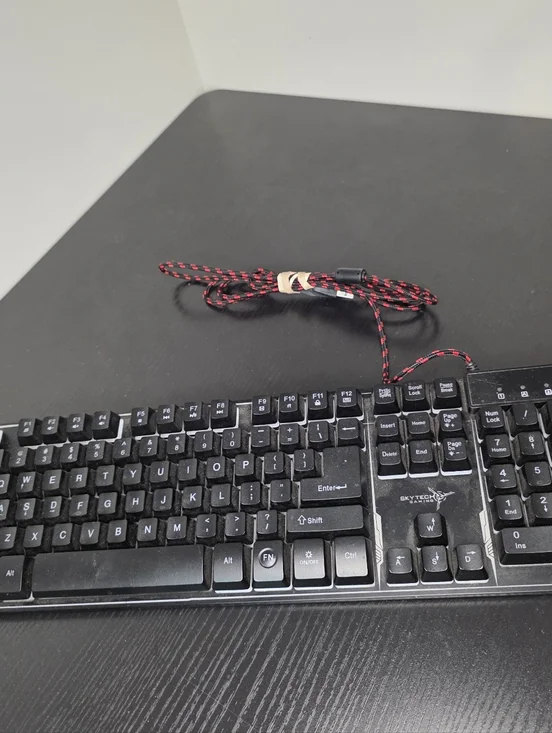 Skytech Black Wired Gaming Keyboard with Red Accented Cable